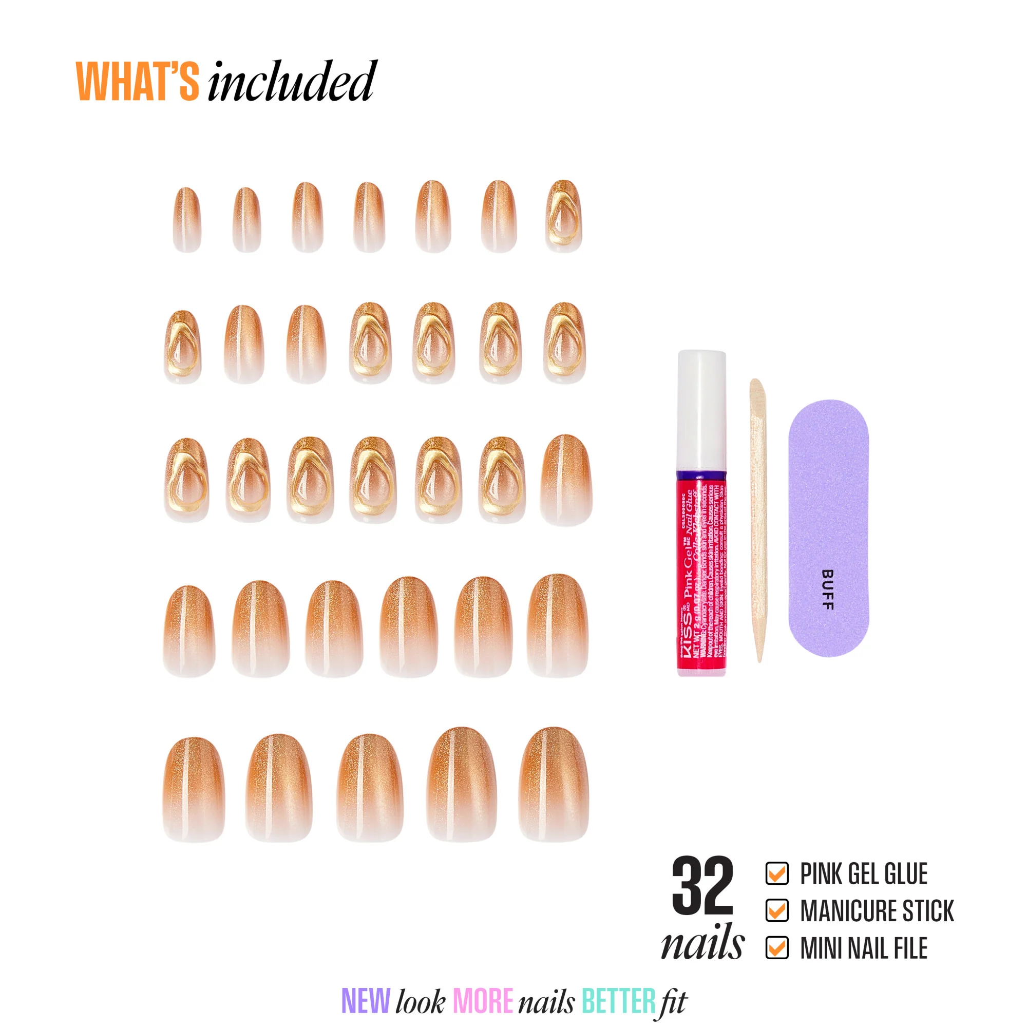 KISS NAIL DRIP Press On Glue Nails - Golden Laughter - Image 4