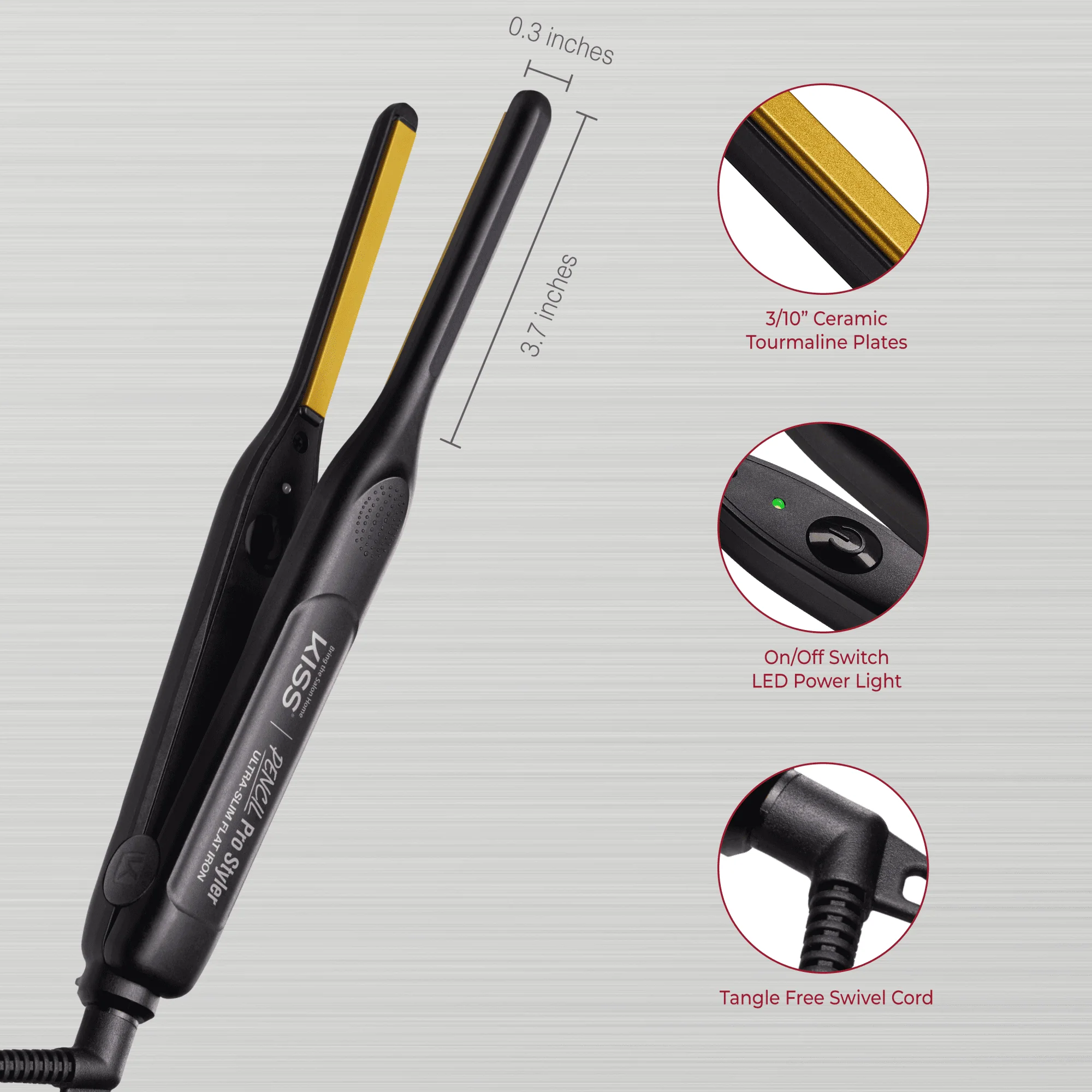 KISS PENCIL Pro Styler Ultra-Slim Flat Iron - Image 10