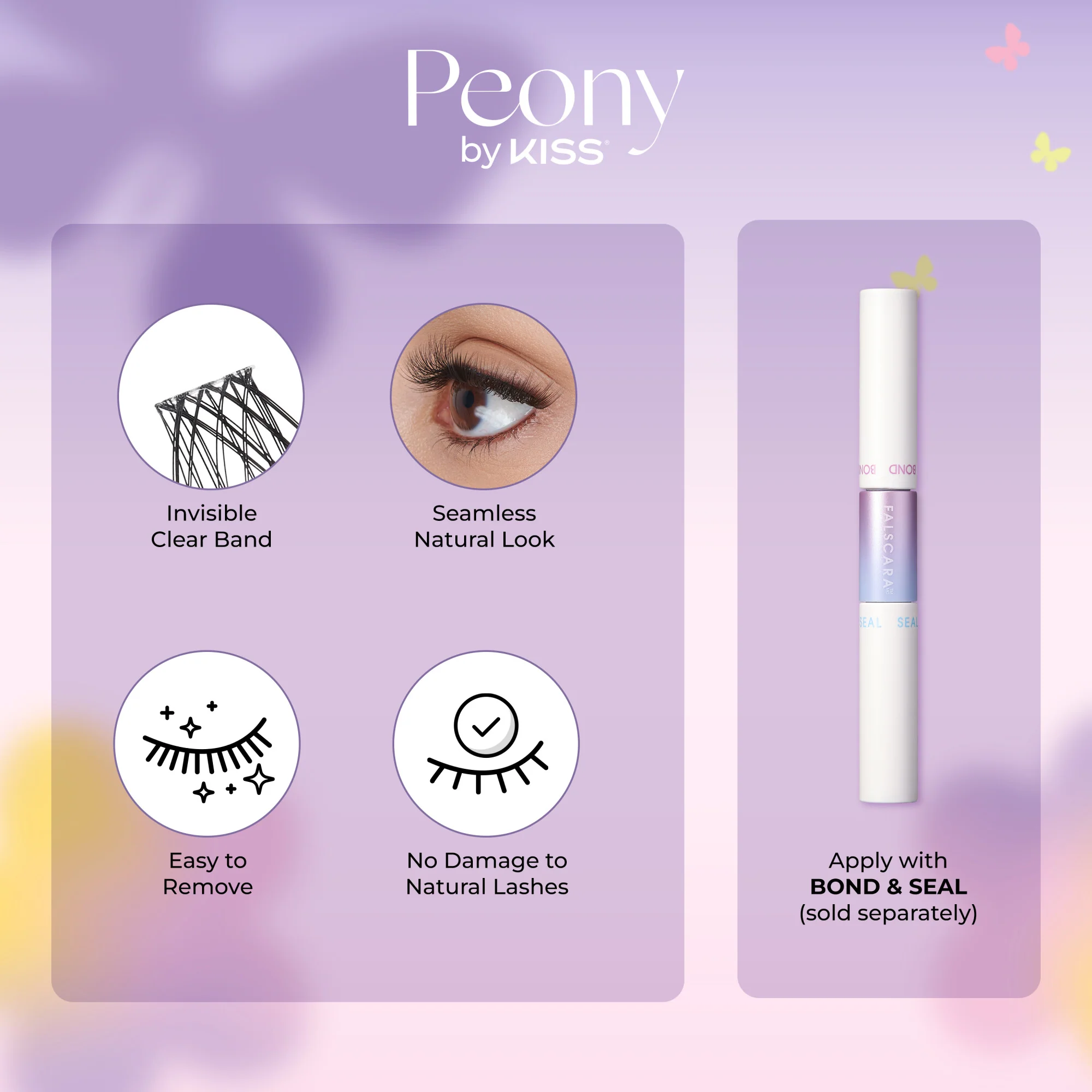 KISS Peony False Eyelashes, Lash Extension Kit, 120 Lash Clusters - Misty Haze - Image 7