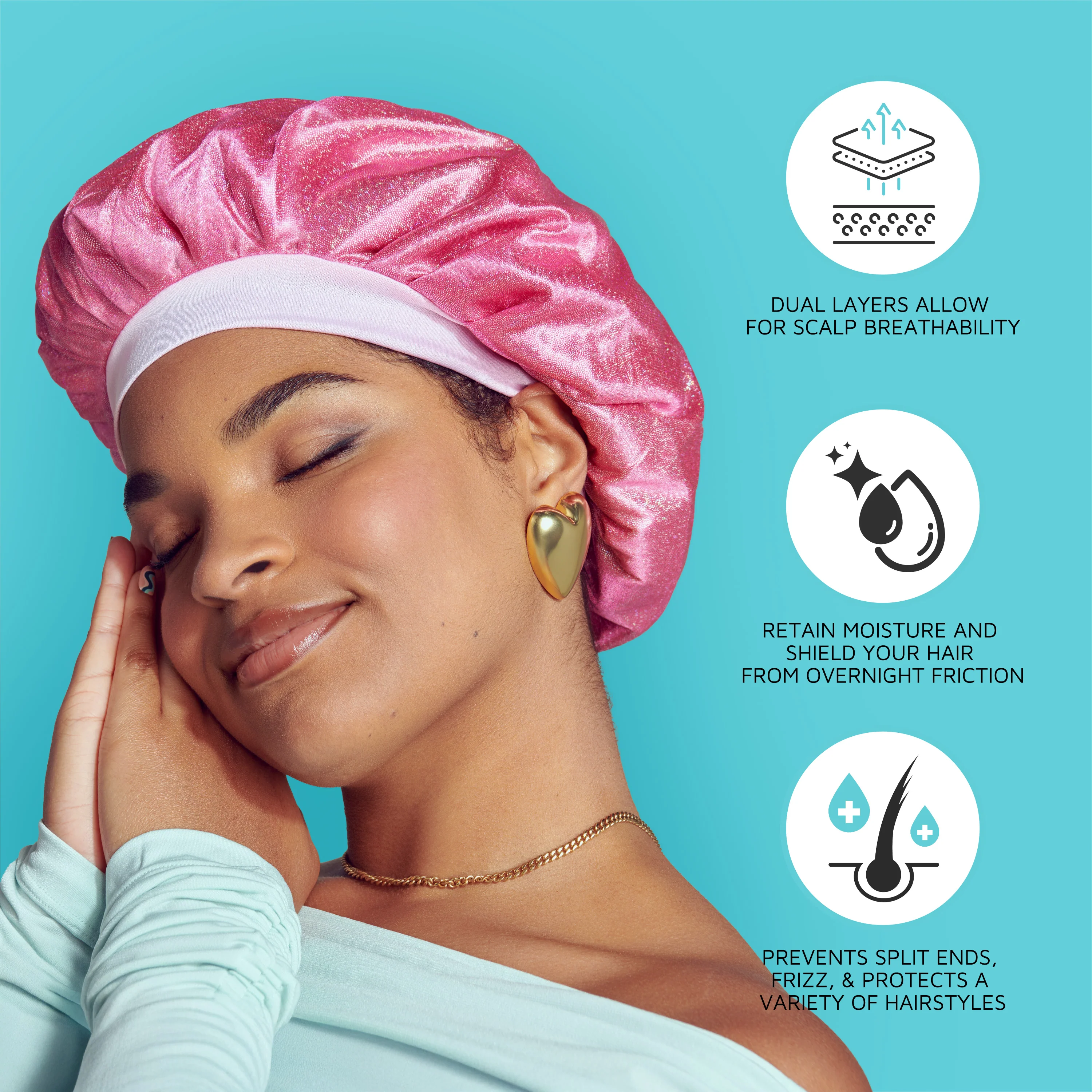 KISS Colors & Care Silky Satin Bonnet Cap - Black - Image 6