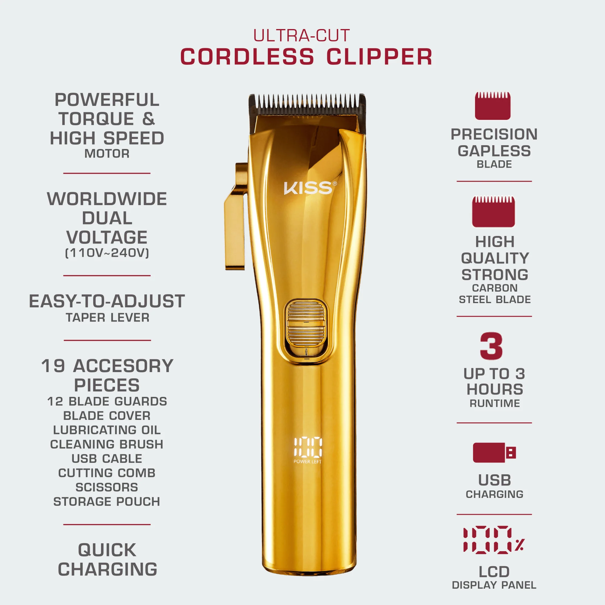 KISS Ultra-Cut Cordless Hair Clipper - Image 10