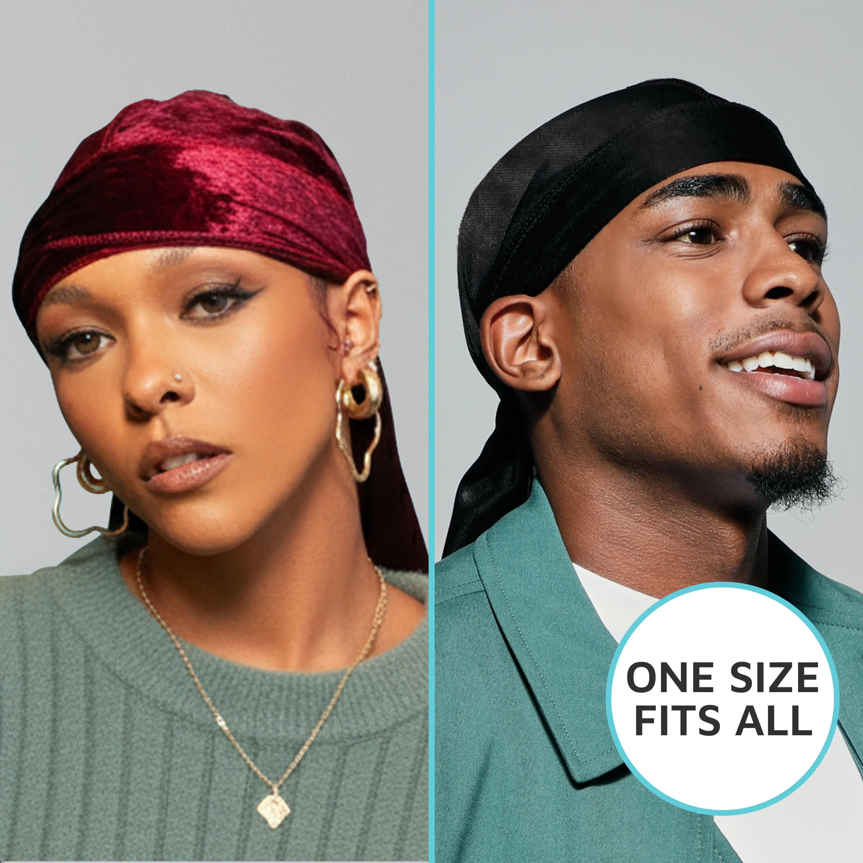 KISS Colors & Care Power Wave Velvet Luxe Durag - Black - Image 8
